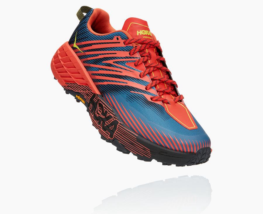 Hoka One One Speedgoat 4 - Men Trail Shoes - Red,Australia VYG-418379